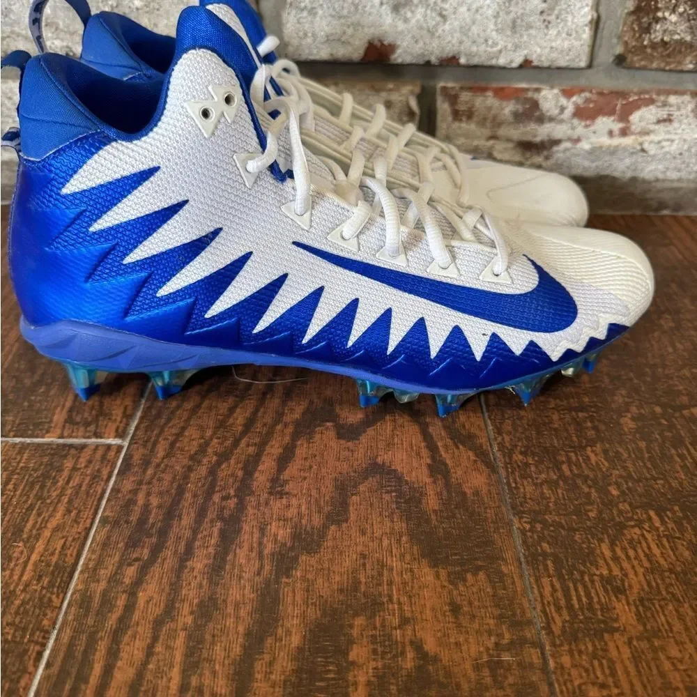Nike White and Blue Athletic Cleats